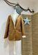 Vintage COTSWOLD Sheepskin Genuine Leather Tan Flying Coat Jacket UK 14 80s 90s