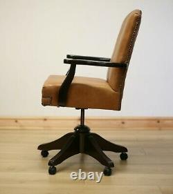 Vintage Captains Tan Leather Office Armchair / Chair