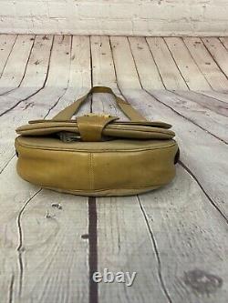 Vintage Celine Paris Handbag Leather Trim Carriage Strap Tan Cognac Canvas