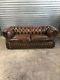 Vintage Chesterfield Antique Tan Leather 3 Seater Sofa