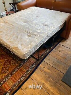 Vintage Chesterfield Tan Leather Sofa Bed