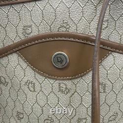 Vintage Christian Dior 70's Brown & Tan Honeycomb Magnetic Closure Shoulder Bag