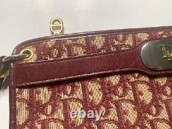 Vintage Christian Dior Shoulder Bag Canvas Leather Burgundy Monogram Eclair Zip