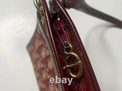 Vintage Christian Dior Shoulder Bag Canvas Leather Burgundy Monogram Eclair Zip
