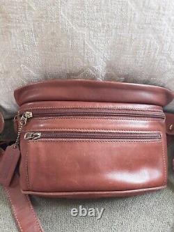 Vintage Coach British Tan Leather 214 Fanny Pack Medium Large Waist Fit EUC