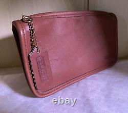 Vintage Coach Chunky Case Cosmetic Lined Bag British Tan Leather 7165