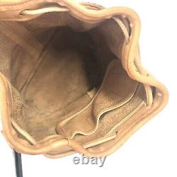 Vintage Coach Equestrian Cinch Drawstring Bucket Bag Purse USA Tan Leather