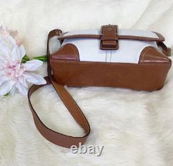 Vintage Coach Hampton White Tan Brown Trim Genuine Leather Purse Bag 90s Y2k