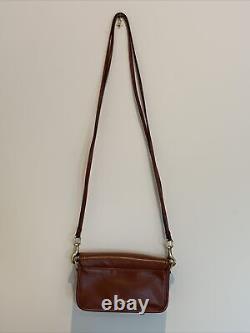 Vintage Coach Legacy Penny Purse Tan Leather Flap Crossbody Turnlock Convertable