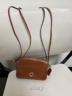 Vintage Coach Legacy Penny Purse Tan Leather Flap Crossbody Turnlock Convertible