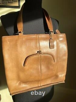 Vintage Coach Purse Skinny Tote Bag Kisslock NYC 1970's British Tan Leather