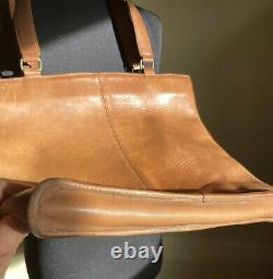 Vintage Coach Purse Skinny Tote Bag Kisslock NYC 1970's British Tan Leather