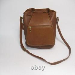 Vintage Coach Tan Leather Crossbody Bag Bucket Drawstring Shoulder