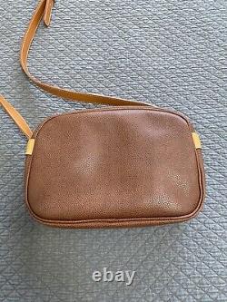 Vintage Courreges Paris crossbody shoulder bag Purse Tan/Brown Leather France