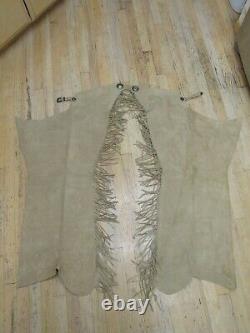 Vintage Custom Tan Western Leather Chaps Sterling Conchos Motorcycle Bull Riding