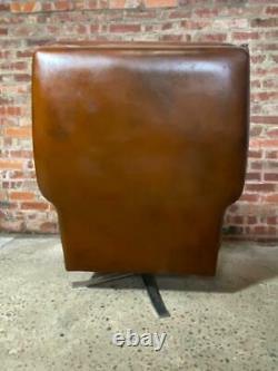 Vintage Danish 1970 Tan coloured Swivel Leather Desk Chair