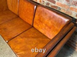 Vintage Danish Leather Tan Coloured Three Seater Borge Mogensen Style