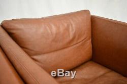 Vintage Danish Skalma Tan Brown Leather Armchair Club Chair Midcentury 1970s