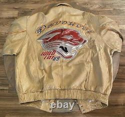 Vintage Davoucci Wild Cat Tan Leather Jacket Size XXL
