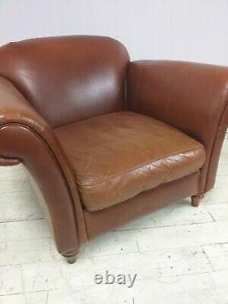 Vintage Distressed Tan Leather Armchair