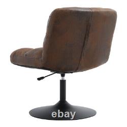 Vintage Distressed Tan Leather Sofa Adjustable Swivel Office Computer Desk Chair