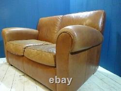 Vintage Distressed Two Seater Sofa in Tan Leather