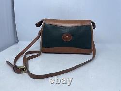 Vintage Dooney & Bourke All Weather Leather Crossbody Bag Green & tan 1629/B3A