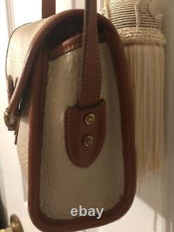 Vintage Dooney & Bourke All Weather Leather Pebble Cream &Tan trim Small Handbag