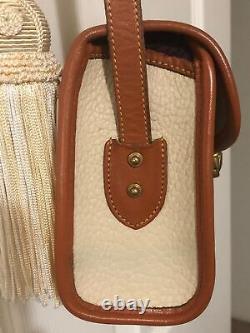 Vintage Dooney & Bourke All Weather Leather Pebble Cream &Tan trim Small Handbag