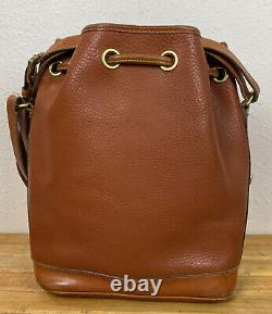 Vintage Dooney & Bourke Drawstring British Tan AWL Leather Bucket Bag GUC USA