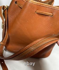 Vintage Dooney & Bourke Pebbled Leather Natural Tan Drawstring Bucket Bag
