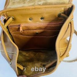 Vintage Dooney & Bourke Tan Leather Backpack Purse Brass Hardware- AUTHENTIC Bag