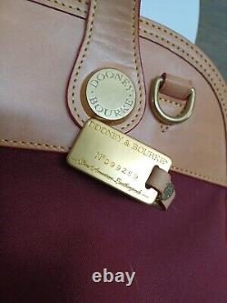 Vintage Dooney & Bourke Tan Leather & Burgundy large Tote Shoulder Purse Bag