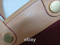 Vintage Dooney & Bourke Tan Leather & Burgundy large Tote Shoulder Purse Bag