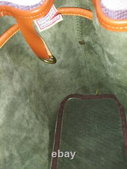 Vintage Dooney and Bourke Drawstring Bucket Shoulder Bag Green / Tan U. S. A