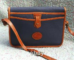 Vintage Dooney and Bourke Large Loden Shoulder Bag Blue / Tan U. S. A