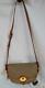 Vintage Dooney and Bourke Taupe Tan Cavalry Leather Med Shoulder Bag Cross Body