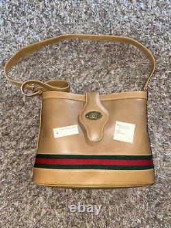 Vintage, Early 80s Gucci Tan Crossbody Bag Authentic Made Italy