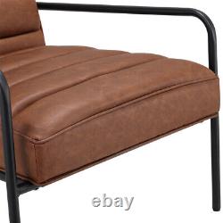 Vintage Faux Tan Leather Armchair Accent Tub Seat Club Chair Industrial Style