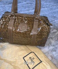 Vintage Fendi Brown Tan Monogram Handbag Purse Ff