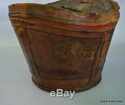 Vintage French Tan Leather Top Hat Box