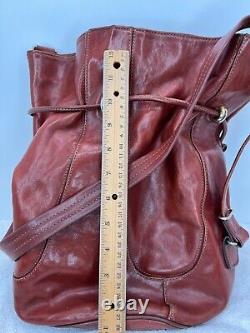 Vintage French Texier Chestnut Tan Leather Bucket Bag