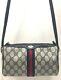 Vintage GUCCI Collection green red striped Leather Crossbody GG Bag