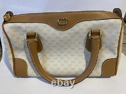 Vintage GUCCI Monogram Canvas Bag Handbag Tan Gucci 002-39-0269 Authentic speedy