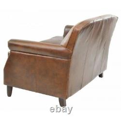 Vintage Genuine Leather 2 Seater Sofa/Love Seat/Tan Couch/Stud Detailing