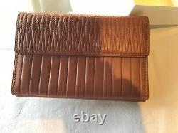 Vintage Gianni Versace Tan Leather Wallet With Vertical Stripes