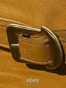 Vintage Gimbels MOD GoGo Leather Sleeveless Tan Women 14 Zipper Dress A5065