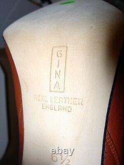 Vintage Gina London Designer Tan Brown Women's Leather Ankle Boots UK 6.5