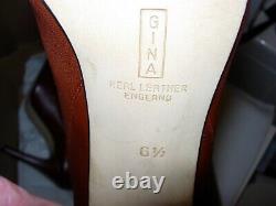 Vintage Gina London Designer Tan Brown Women's Leather Ankle Boots UK 6.5
