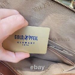 Vintage Gold Pfeil Tan Leather Handheld Purse Bag GoldPfeil Fulda Arrow